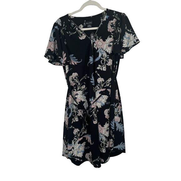 City Chic Nouveau Black Floral Dress Zip Front Flowy Boho NWT Womens XXS 12 - Picture 2 of 9